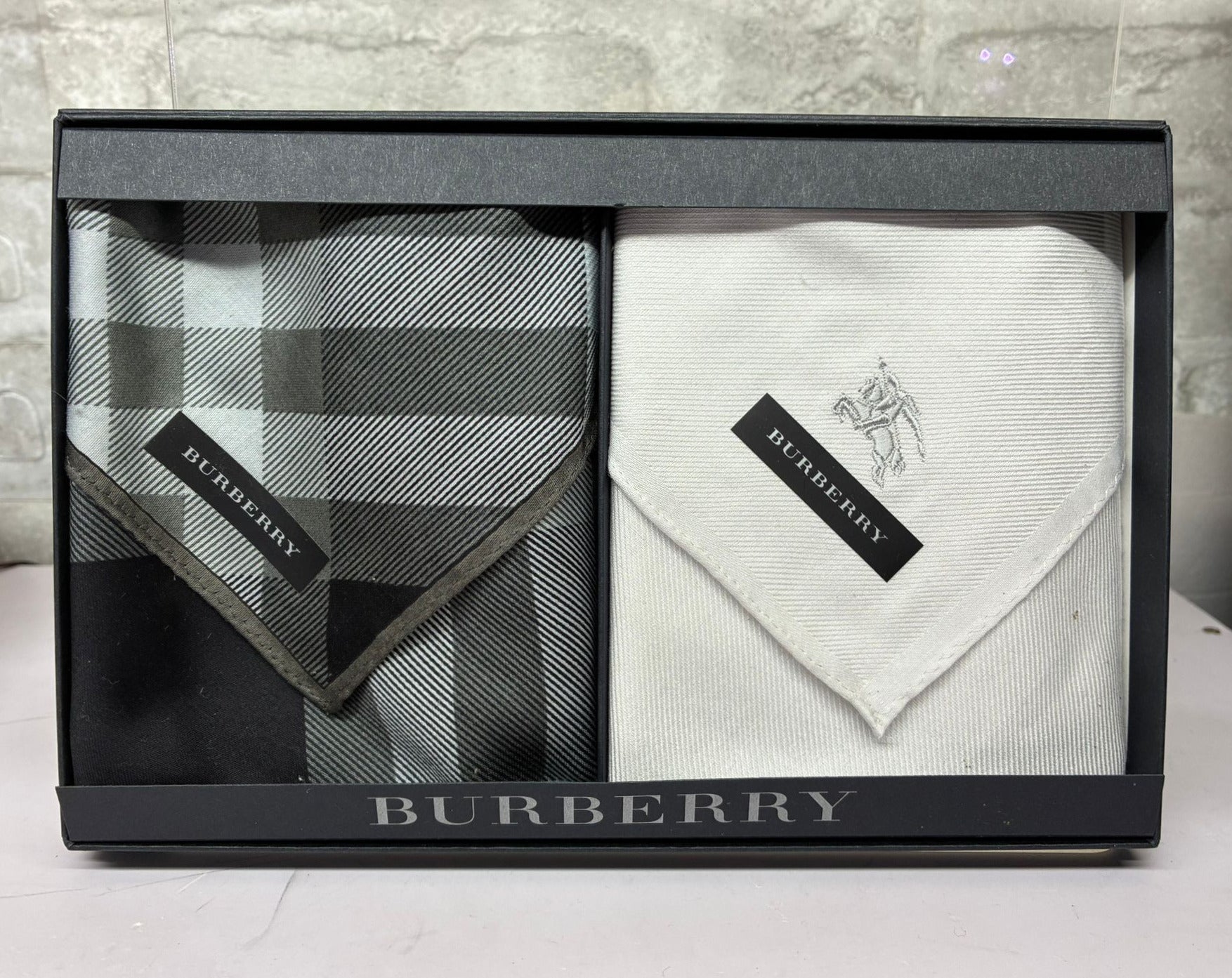 Burberry Gray And White Check Handkerchief Set Of 2 Main image