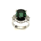 PT900 Green Tourmaline & Diamond Ladies Ring