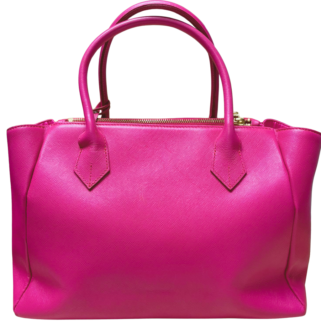 Samantha Thavasa Lady Azel Saffiano Leather Handbag Magenta Pink