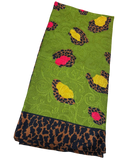 Givenchy Silk Scarf  Olive Green Leopard Print Design 102CM X 102CM