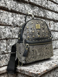 MCM Camo Studs Backpack Gray Small