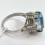 PT900 Aquamarine And Diamond Ring