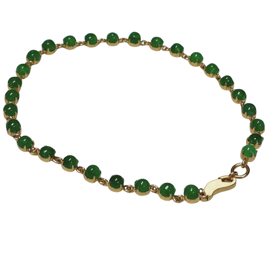 K18 YG Bracelet 29 Cabochon Cut Emeralds 4.46carats 3.29G 17.5CM