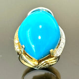 18KYG/PT900 Turquoise & Diamond Ring With Cert