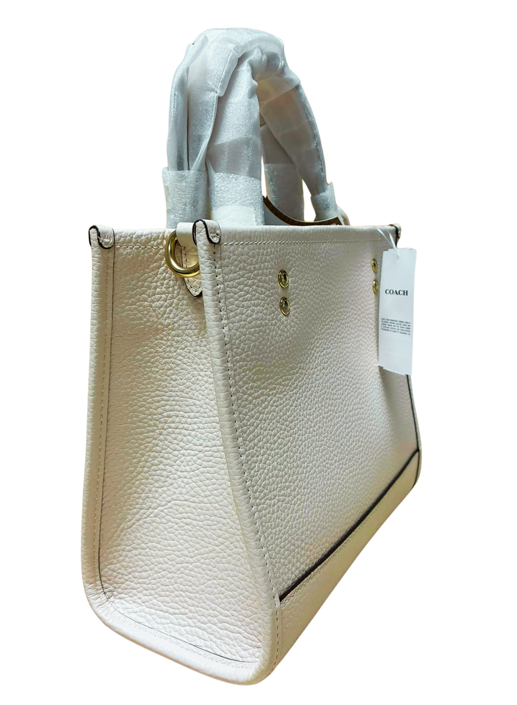 COACH C5268 Womens Dempsey Tote 22 Pebble Leather Chalk