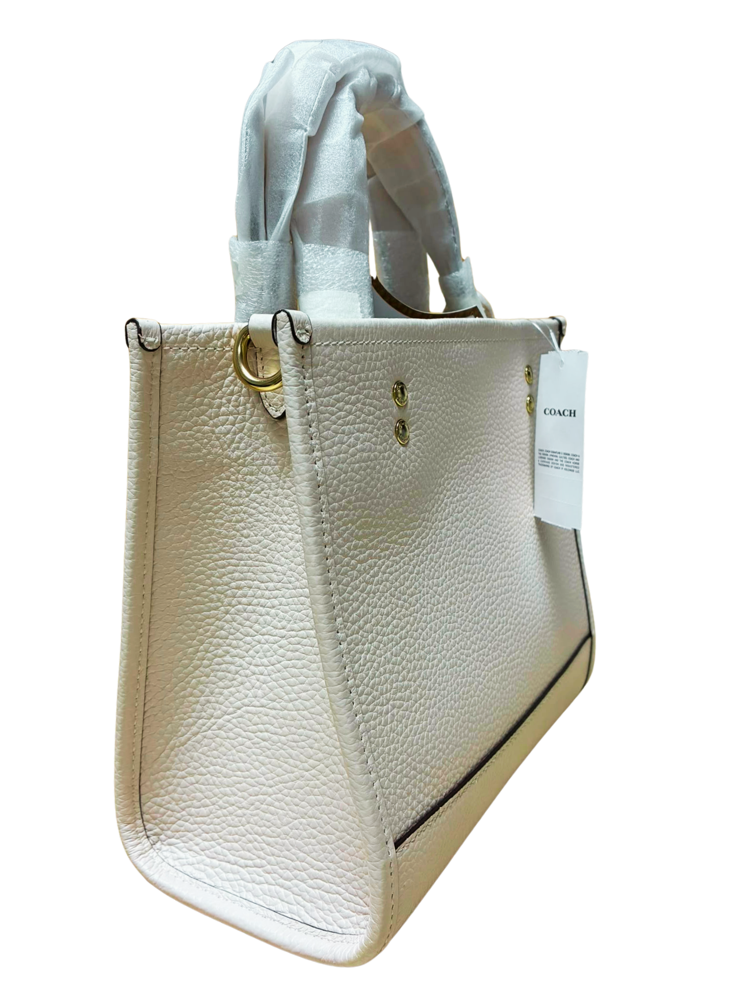 COACH C5268 Womens Dempsey Tote 22 Pebble Leather Chalk