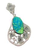18WG Boulder Opal And Uncut Diamonds Pendant 4.18G