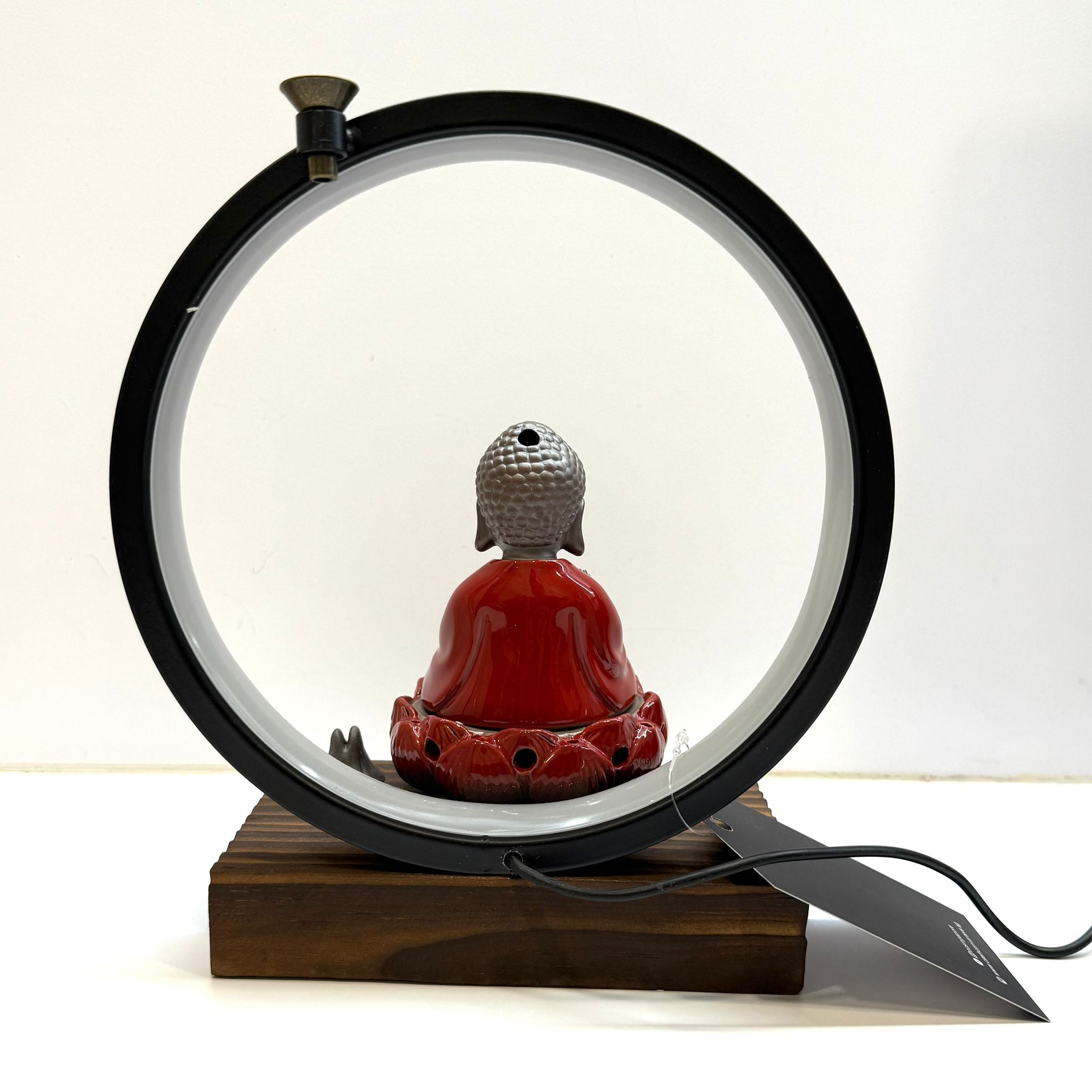 Red Buddha Incense Pot With LED Ring (Adjustable Light)