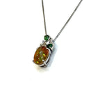 PT850/PT900 Natural Opal, Tsavorite & Diamond Necklace