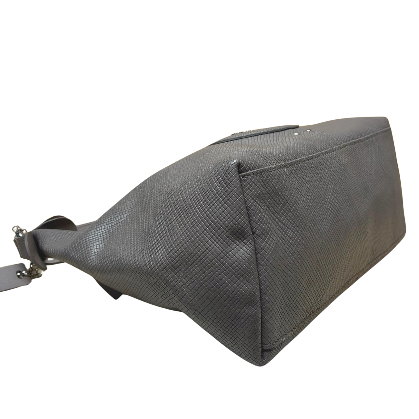 Longchamp Quadri Shoulder Bag Grey Textured Leather