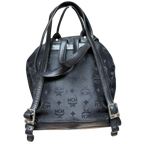 MCM A5578 Black Nylon And Leather Monogram Backpack