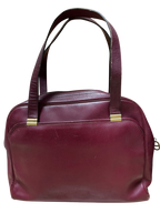 Vintage Christian Dior Bowling Style Leather Handbag Burgundy