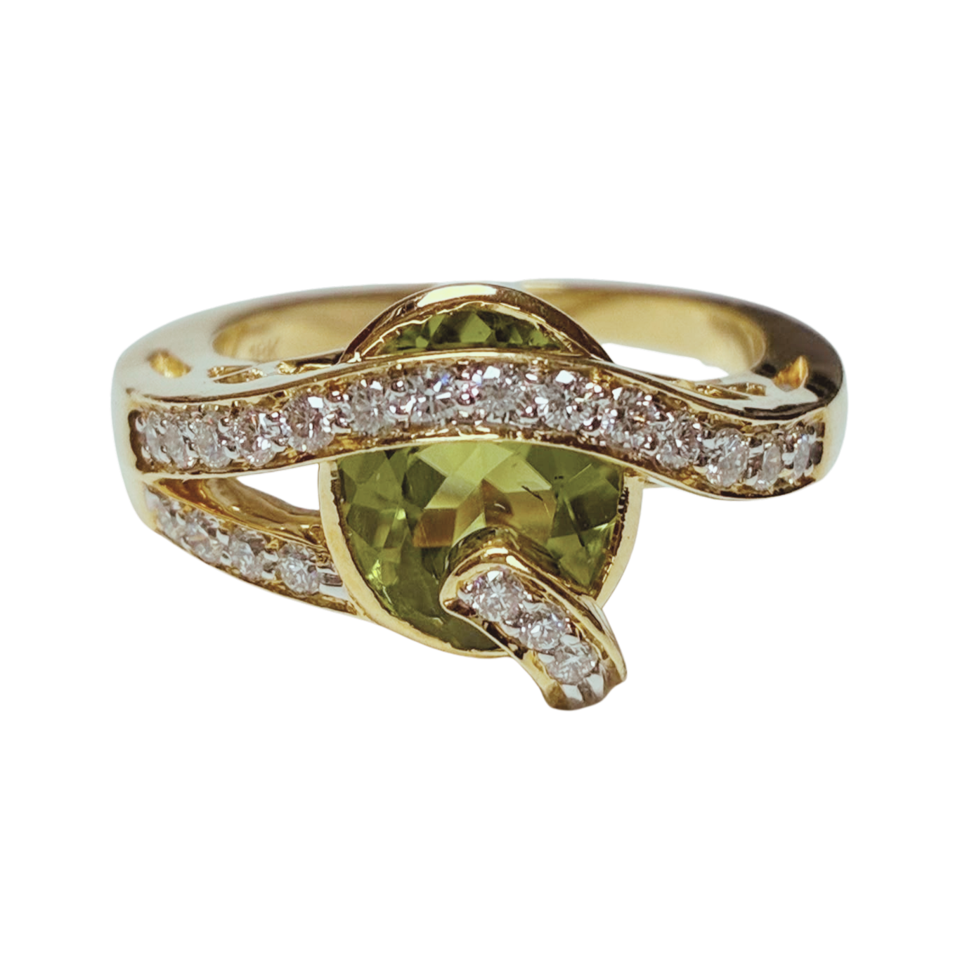 18KYG Peridot And Diamonds Ring 8.2GM Main image