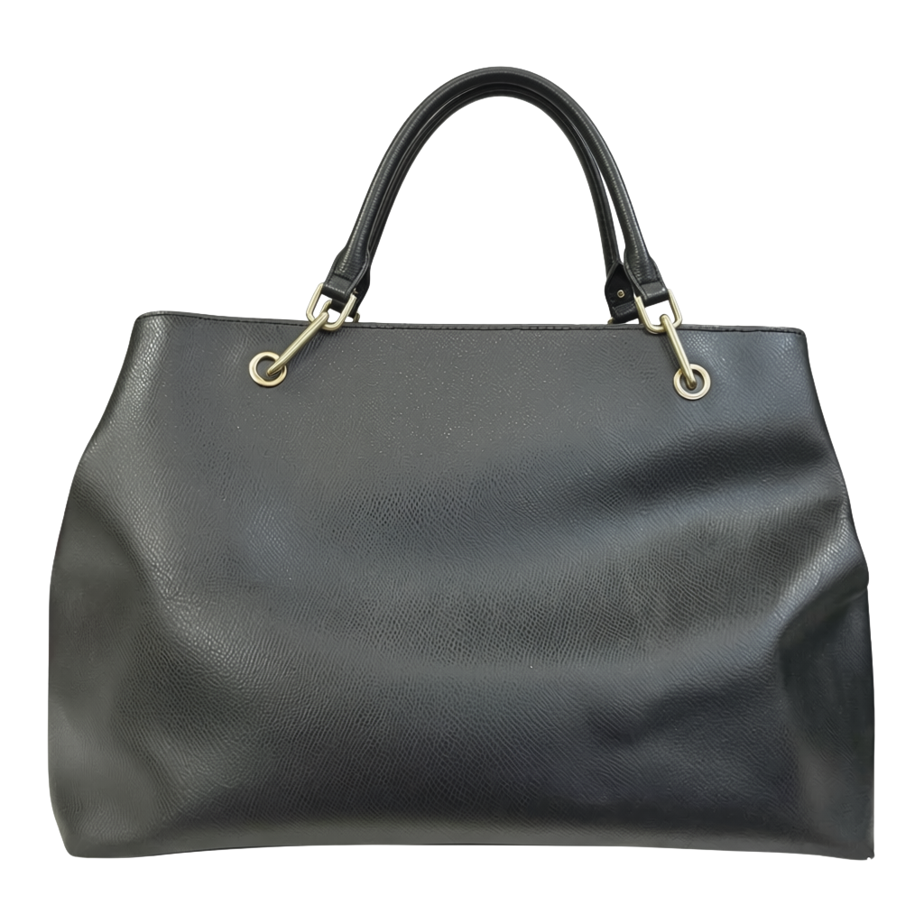 DKNY Black Saffiano Leather Bryant Park Front Pocket Satchel