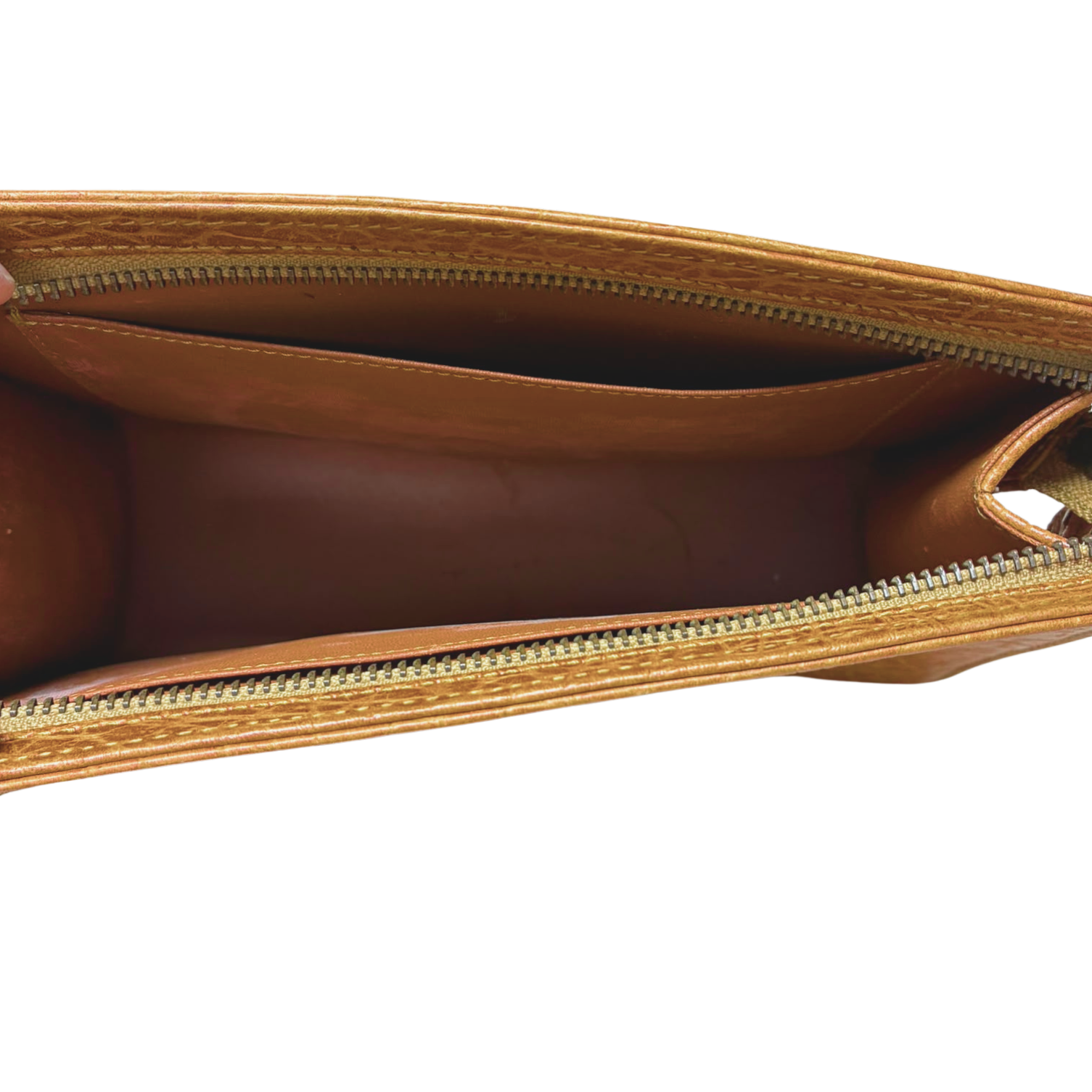 Kenzo Clutch Tan Brown Crocodile Embossed Leather