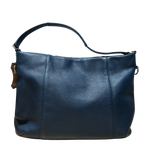 Coach 35809 East/West Isabelle Pebbled Leather Hobo Bag Navy Blue