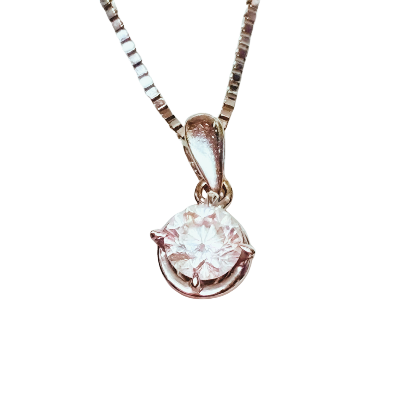 18K White Gold Solitaire Diamond Pendant Necklace 1.7GM Main image