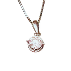 18K White Gold Solitaire Diamond Pendant Necklace 1.7GM