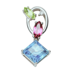 750WG 4 Gemstone Cluster Pendant 1.3GM