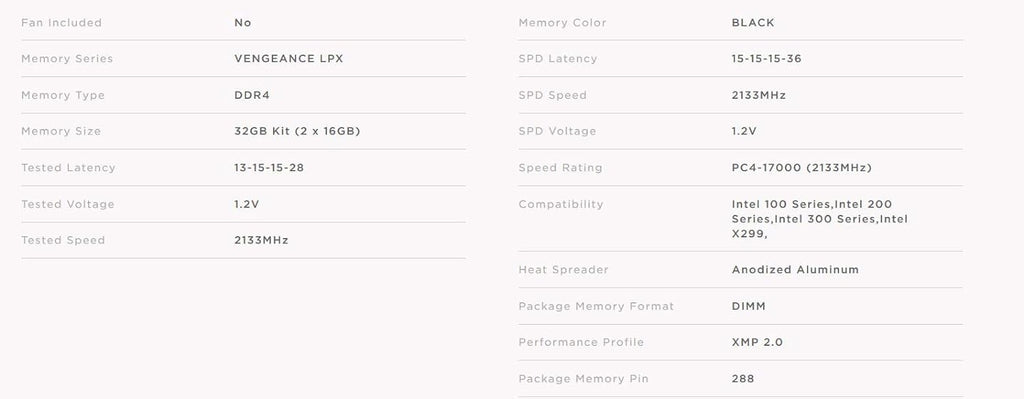 Corsair Vengeance LPX 32GB 2x16GB DDR4 DRAM 2133MHz C13 Memory Kit Black ‎CMK32GX4M2A2133C13