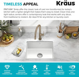 KRAUS KE1US21GWH 21inch Porcelain Enameled Steel Undermount Single Bowl Kitchen Sink White