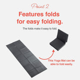 Primasole Folding Yoga Travel Pilates Mat Foldable Easy To Carry 4mm Black