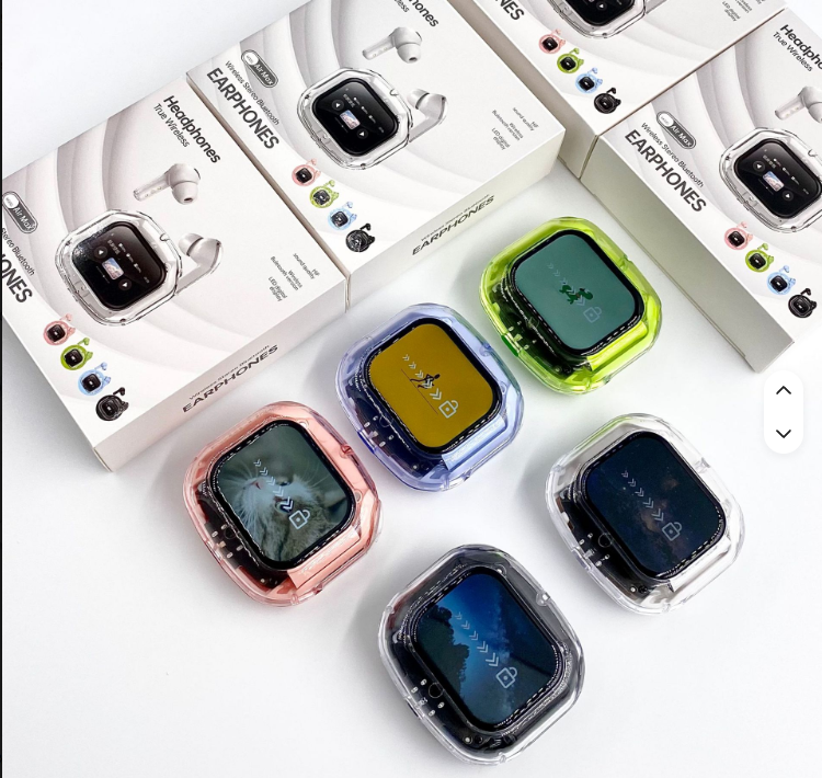 Earphones With LCD Screen - Transparent Casing