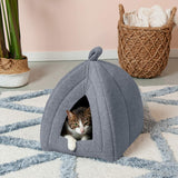 Furhaven Cat Bed Cave For Indoor Cats And Small Dogs Heather Gray Small