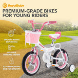 RoyalBaby Kids Girls Bike Bicycle With Basket Training Wheels 14 Inch Jenny Pink