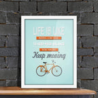 Poster Hub Riding A Bike Blue Motivational Art Decor