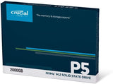 Crucial CT2000P5SSD8 P5 3D NAND NVMe PCIe M.2 SSD Black 2TB