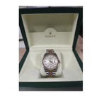 ROLEX 116231 Datejust 36mm Silver Diamonds Dial Half Rose Gold