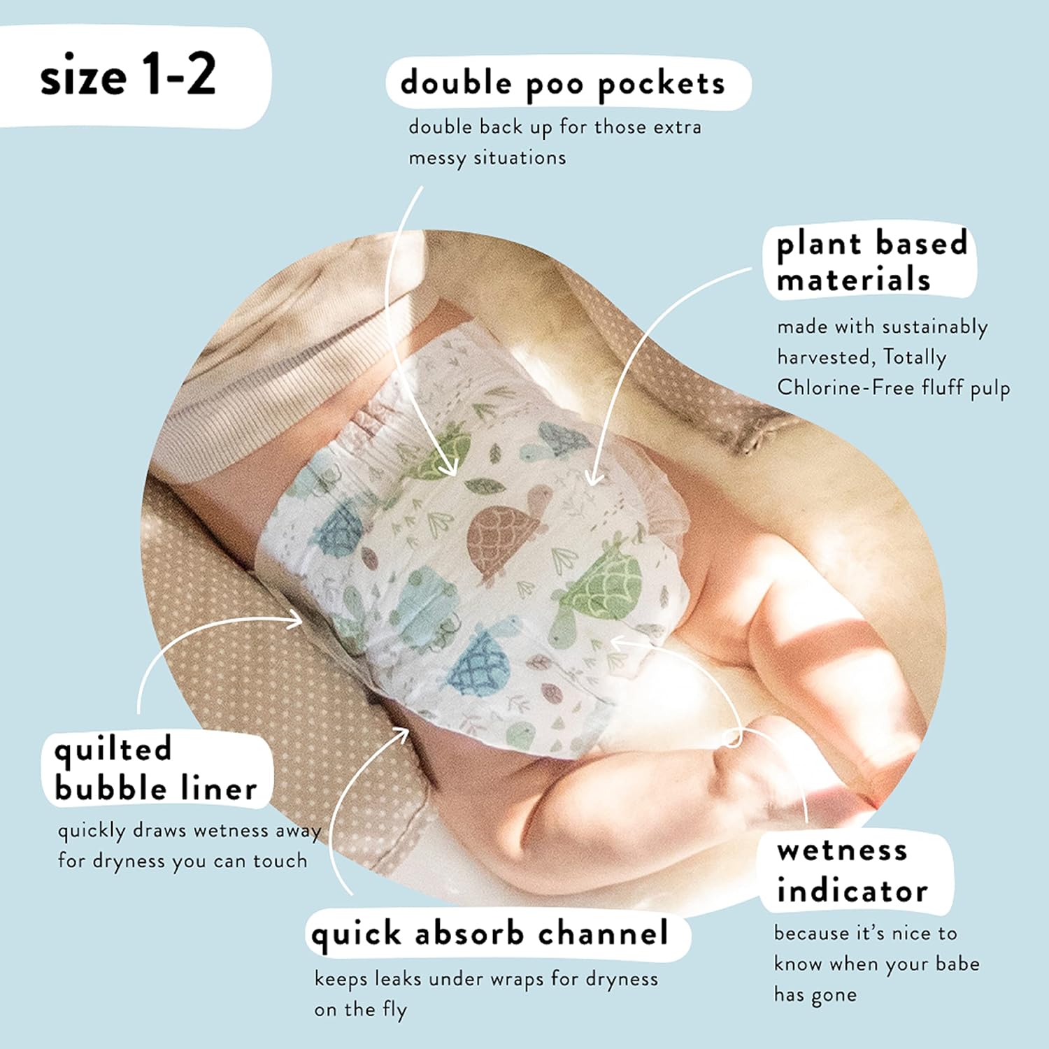 The Honest Company Clean Conscious Diapers Plant Based Sustainable Young At Heart Rose Blossom Super Club Box Size 2 12 To 18 lbs 152 Count Secondary image