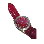 Rolex Datejust Custom Diamond Dial 68278 Watch Red Strap