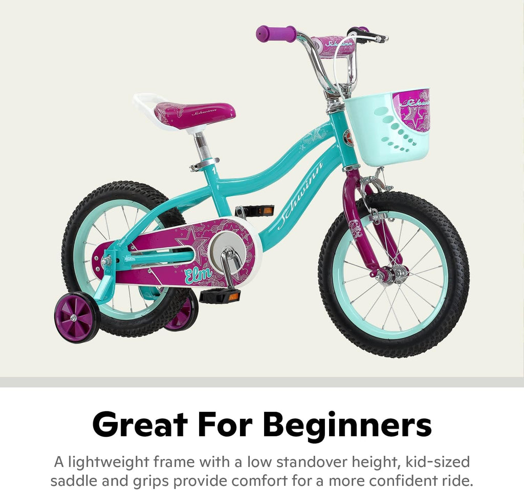 Schwinn S0403BAZ Elm Girls Bike For Toddlers And Kids 14in Teal