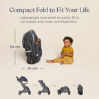 Ergobaby Metro+ Deluxe Compact Baby Stroller, Lightweight Umbrella Stroller Folds Down for Overhead Airplane Storage (Carries up to 50 lbs), Car Seat Compatible, Empire State Green