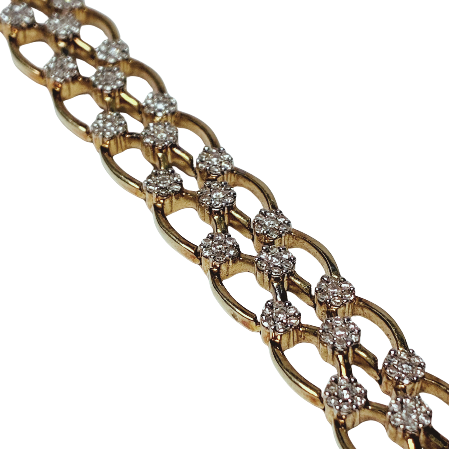 18KYG Double Row Diamond Cluster Bracelet 24.9G Secondary image