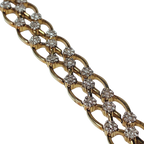 18KYG Double Row Diamond Cluster Bracelet 24.9G