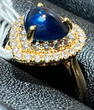 750YG Blue Sapphire Diamond 5.0GM Blue Sapphire And Diamond Ring Lady