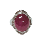 PT900 Ballerina Cocktail Star Ruby With Tapered Baguettes And Round Brilliant Diamonds 13.7G