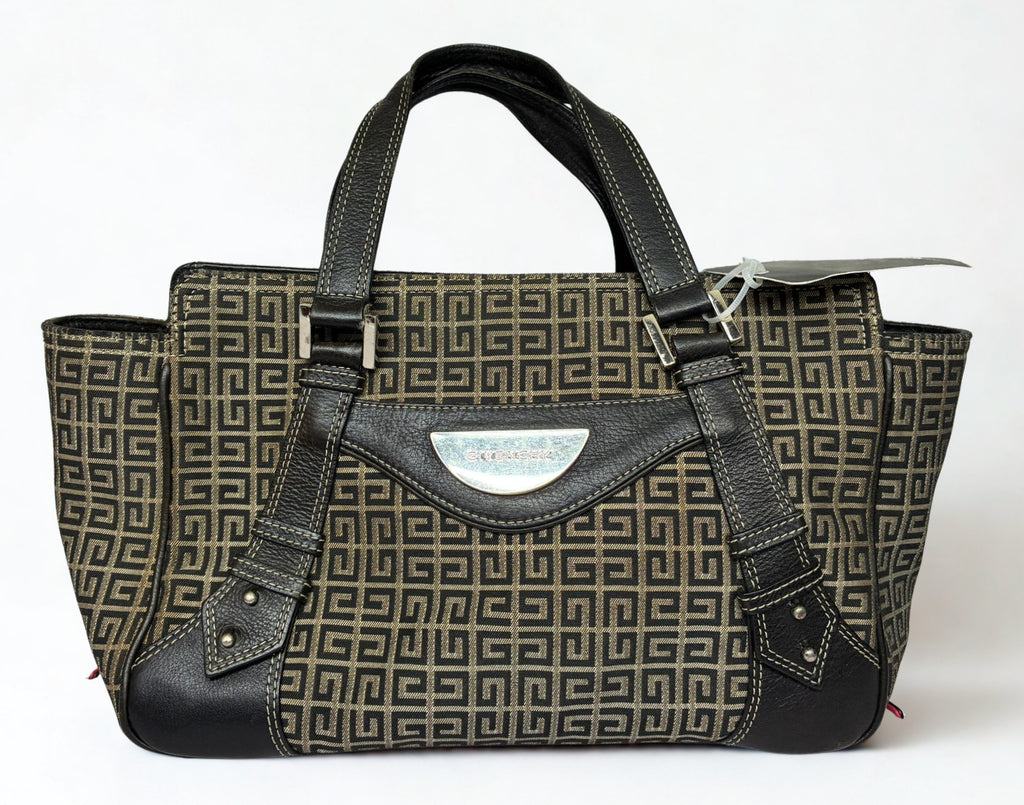 Vintage Givenchy 4G Monogram Canvas And Leather Handbag