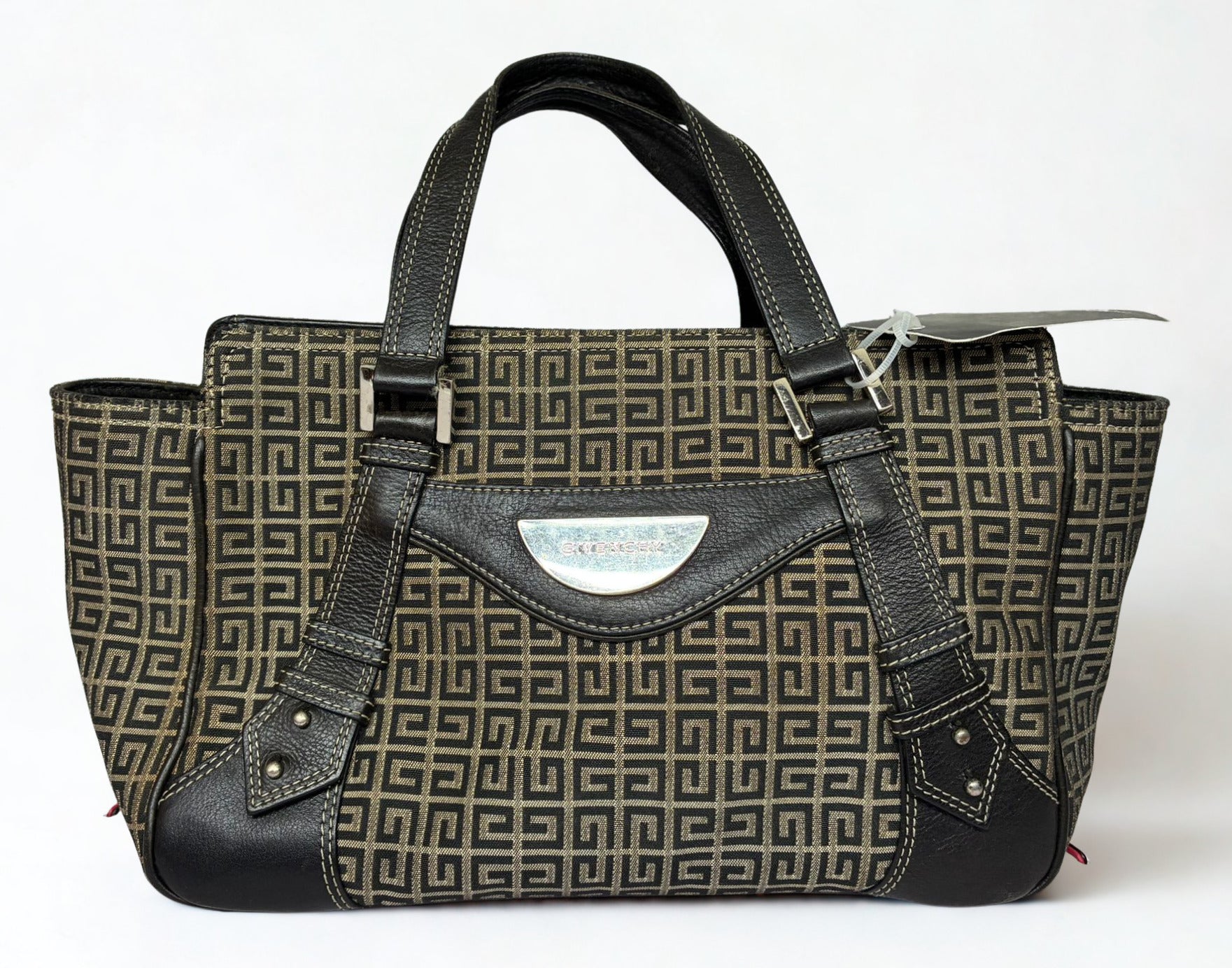 Vintage Givenchy 4G Monogram Canvas And Leather Handbag