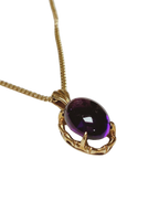 14K YG VintageStyle Amethyst Cabochon Pendant Necklace 7G 14.2X10.4MM 43CM
