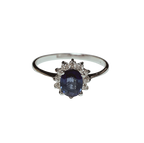 18KWG Princess Diana Inspired Blue Sapphire Halo Ring 2.1GM