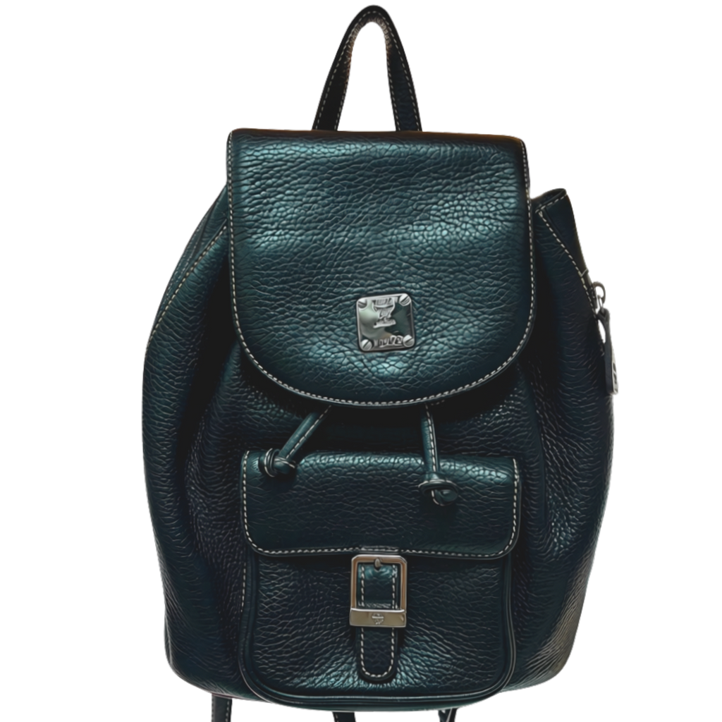 MCM Black Pebbled Leather Mini Drawstring Backpack