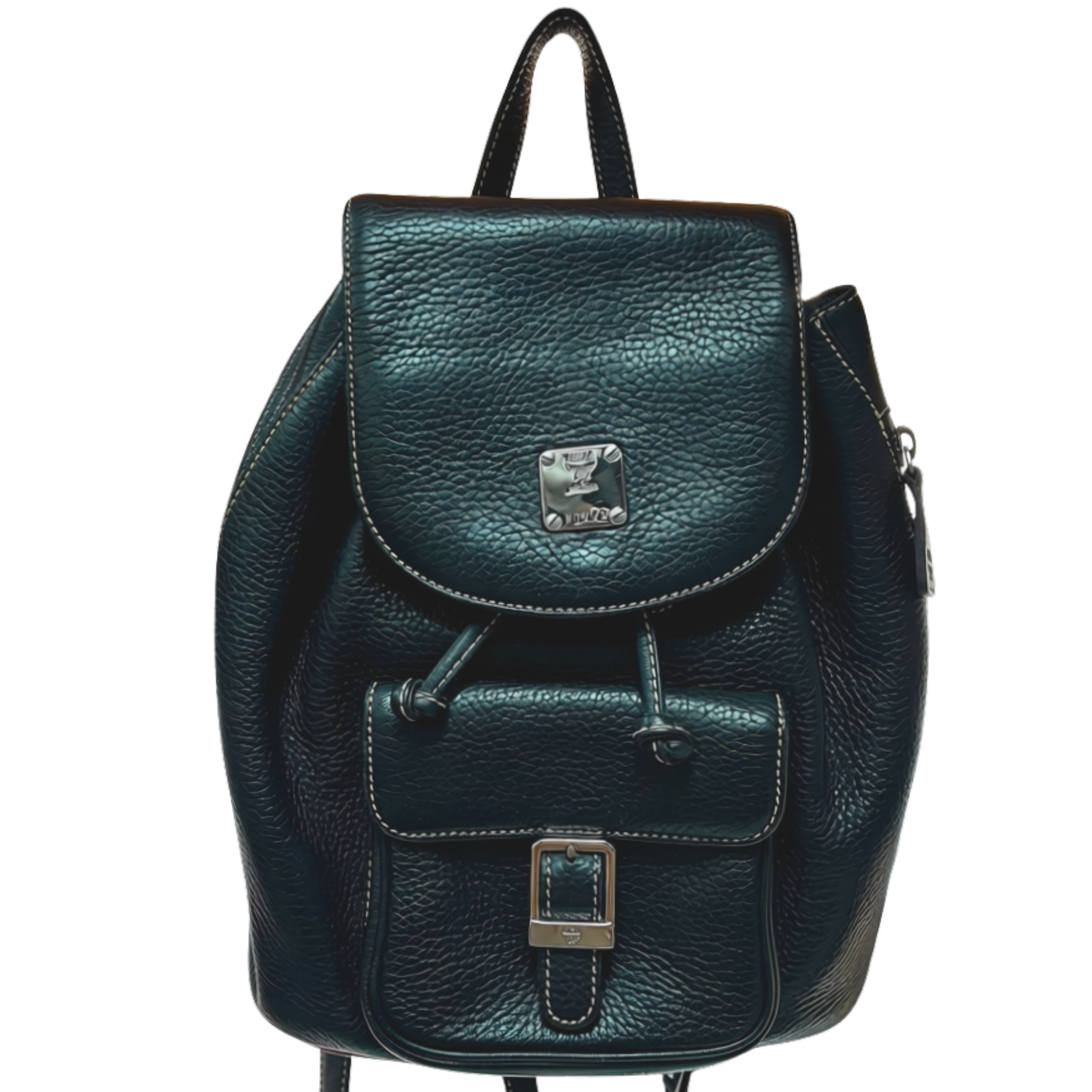 MCM Black Pebbled Leather Mini Drawstring Backpack