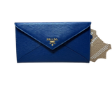 Prada 1MF175 Vitello Move Leather Envelope Wallet With Flap Bluette