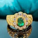 Emerald Diamond 750 Yellow Gold Ring