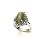 PT900 Chrysoberyl Cat's Eye & Diamond Ring