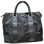 Salvatore Ferragamo Black Nylon And Leather Trim Business Briefcase Tote Bag